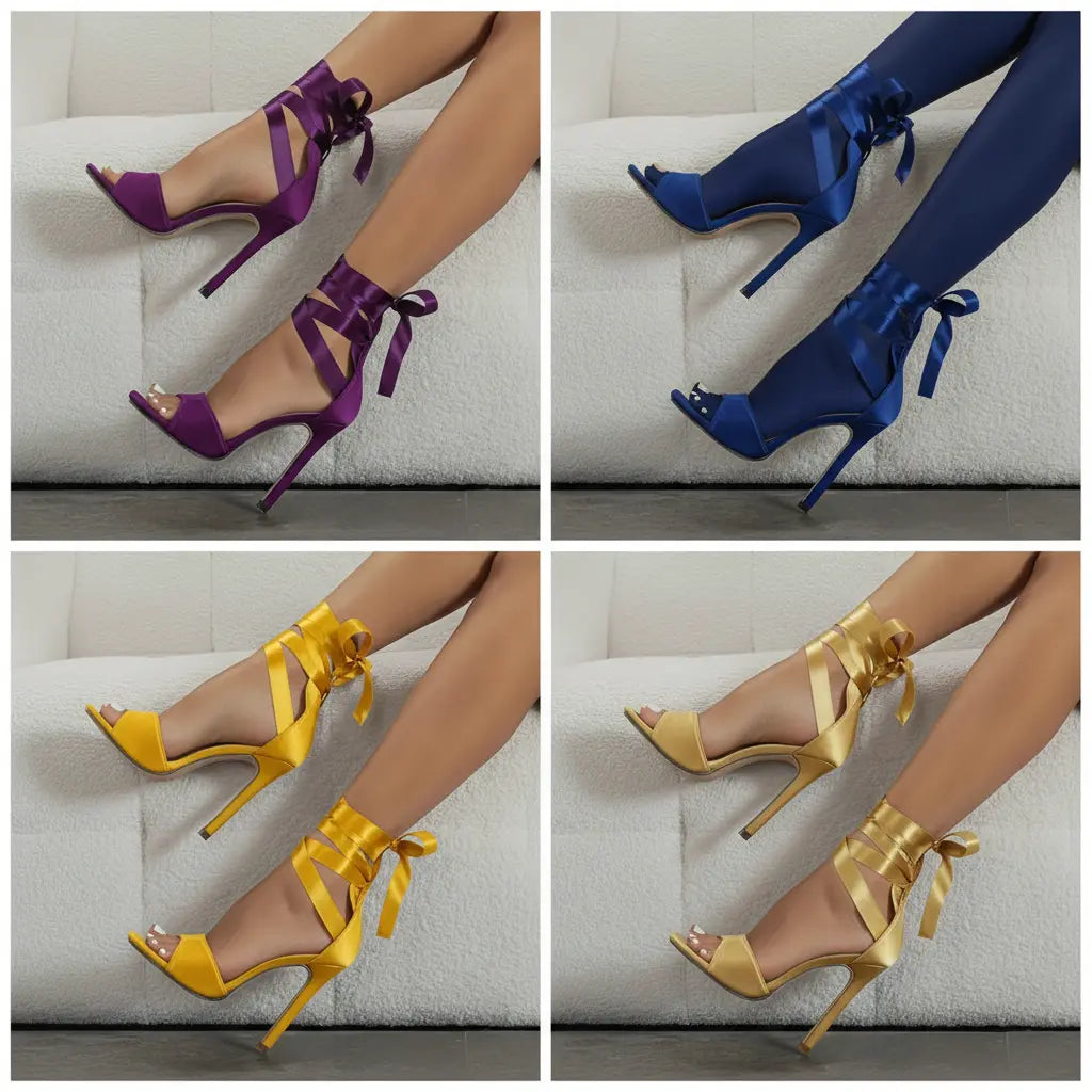 Women Shoes high wrap tie heel