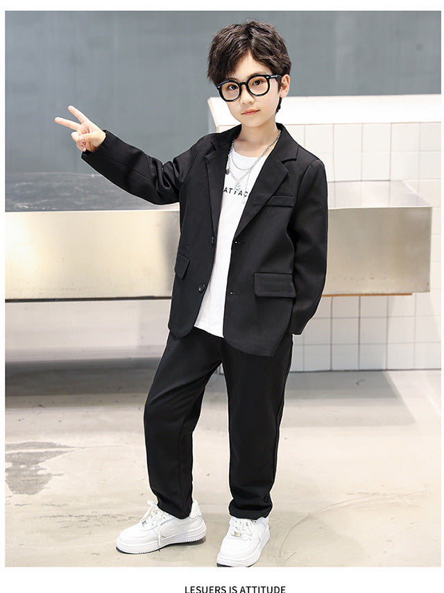 Suits for Kids Spring Autumn Long Sleeve Casual Blazer Jacket Trouser 2pcs School Uniform Teen Boys Clothes Set Children Cosutme