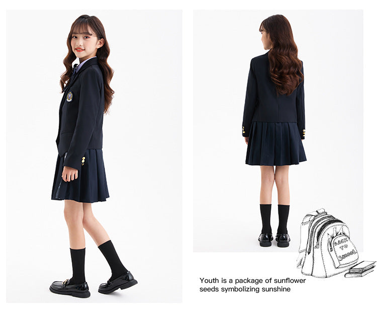 Kids School Uniform Girls Jacket Pleated Skirt Suits Boys Formal Dress Toddler Student Clothes Sets Children Korean Class Outfit