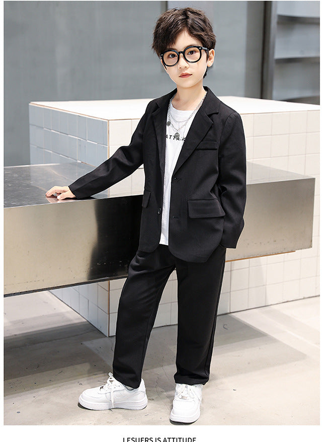 Suits for Kids Spring Autumn Long Sleeve Casual Blazer Jacket Trouser 2pcs School Uniform Teen Boys Clothes Set Children Cosutme