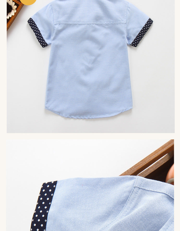 School Boys Shirts Short Sleeve Blouses For Boys Children Clothing Cotton Turn-Down Collar Kids Tops 5 7 9 11 13 15 Years Old