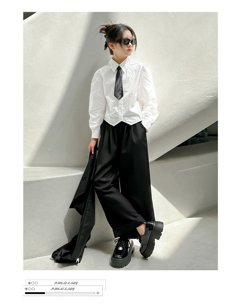 New Girls Blazer Suit Clothing Sets 2026 Spring Autumn New Kids Vest+Pants Fashion Loose Formal Teens Casual Outfits 3-14 Years