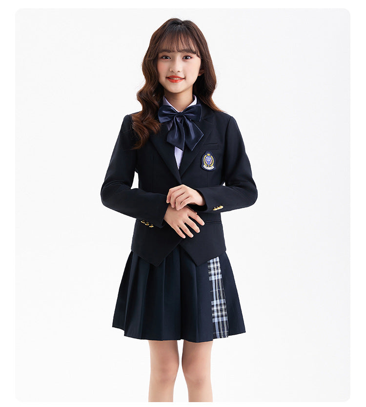 Kids School Uniform Girls Jacket Pleated Skirt Suits Boys Formal Dress Toddler Student Clothes Sets Children Korean Class Outfit