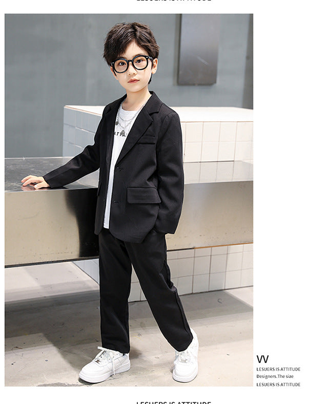 Suits for Kids Spring Autumn Long Sleeve Casual Blazer Jacket Trouser 2pcs School Uniform Teen Boys Clothes Set Children Cosutme