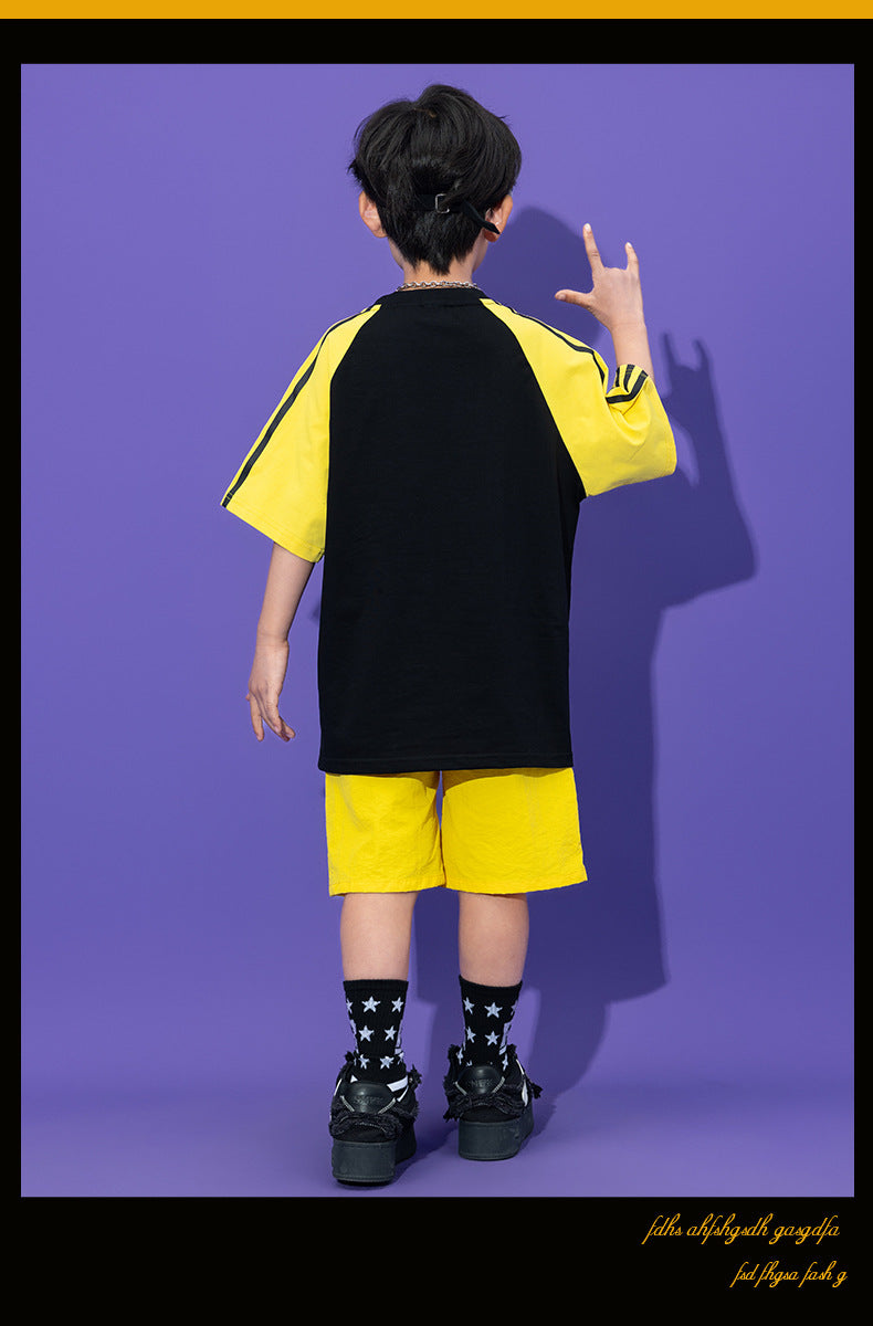 Teenager Kids Hip Hop Dance Costumes For Children Yellow Kpop Hiphop Stage Outfits Girls Boys Jazz Performance Rave Clothes