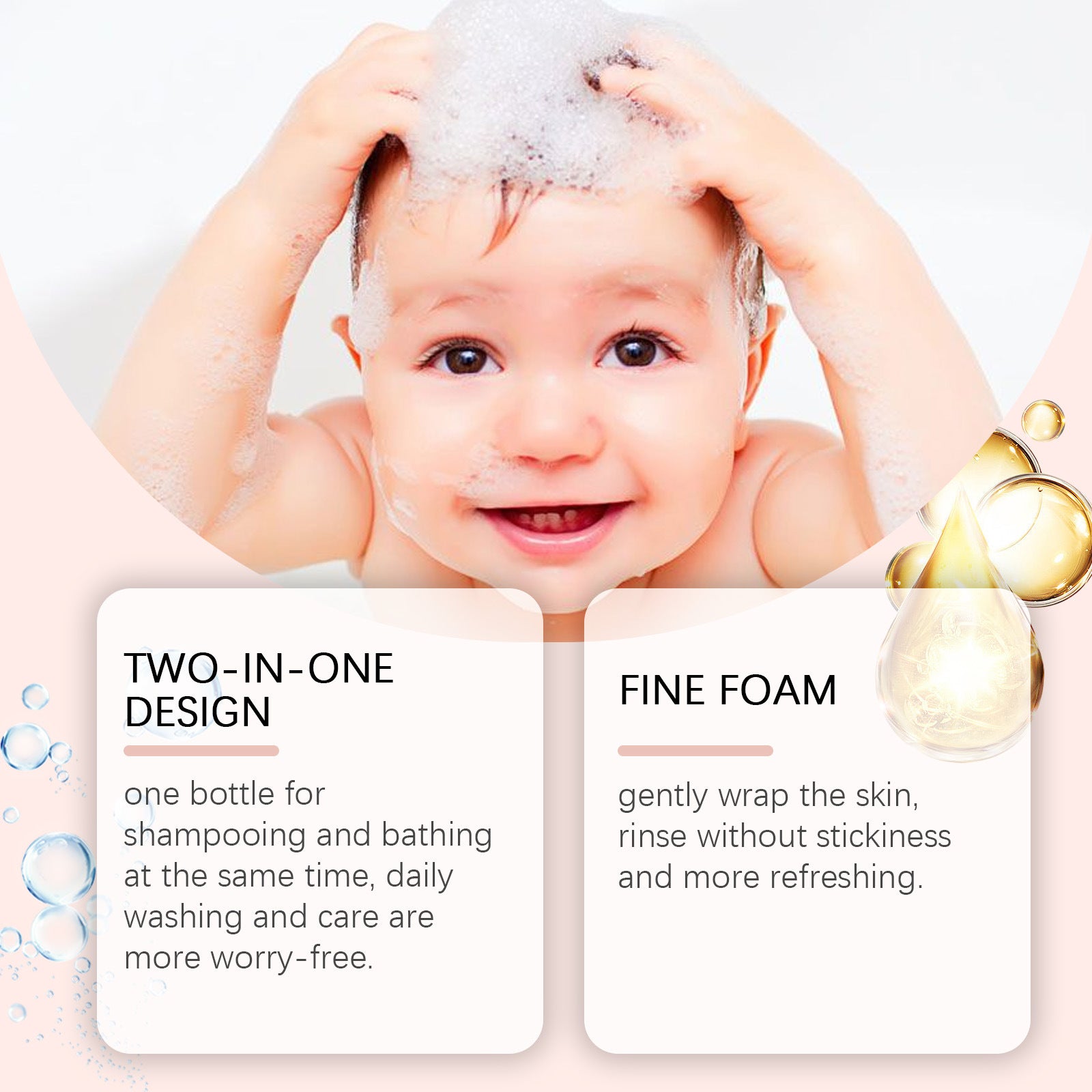 2 in 1 Children Shampoo Body Wash Gentle Cleansing Moisturizing Soothing Soft Smoothing Fresh Fragrance Refreshing Body Skincare