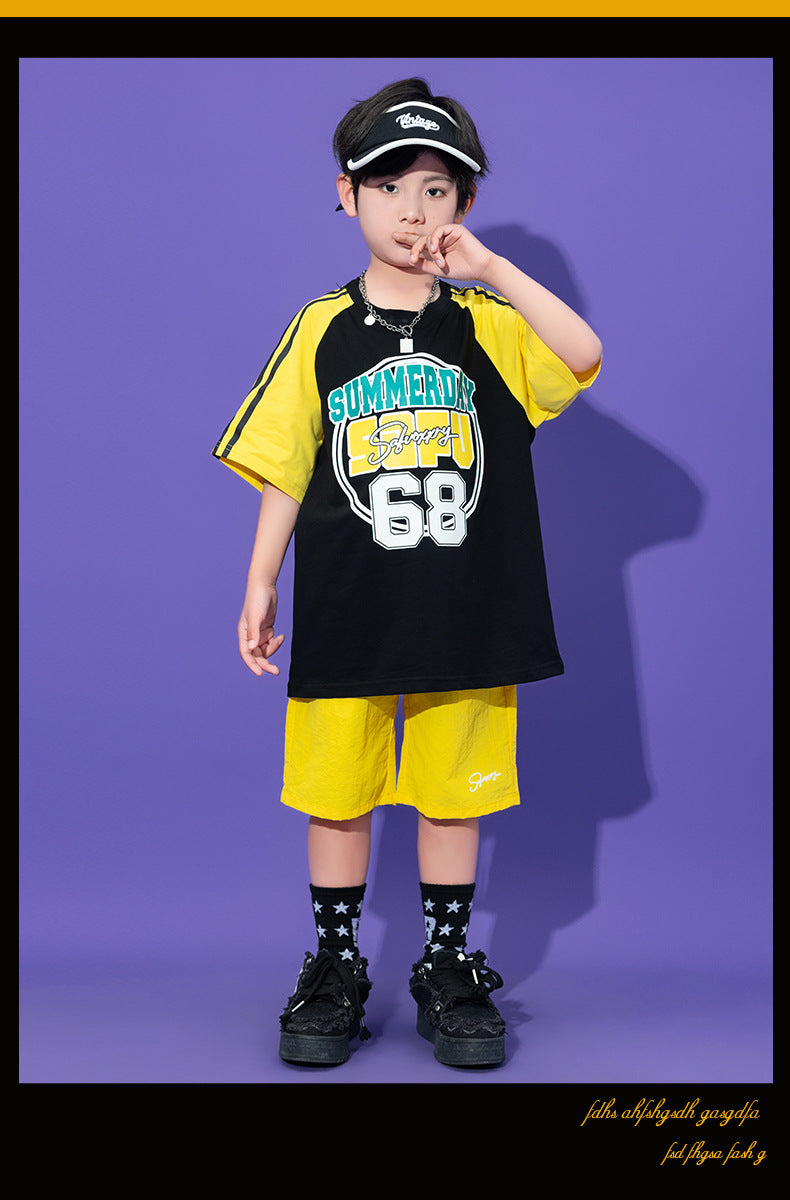 Teenager Kids Hip Hop Dance Costumes For Children Yellow Kpop Hiphop Stage Outfits Girls Boys Jazz Performance Rave Clothes