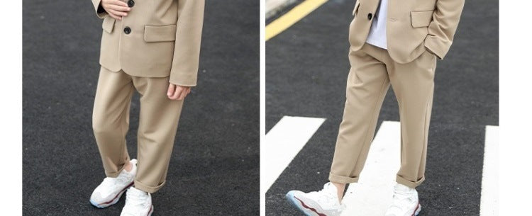 Suits for Kids Spring Autumn Long Sleeve Casual Blazer Jacket Trouser 2pcs School Uniform Teen Boys Clothes Set Children Cosutme