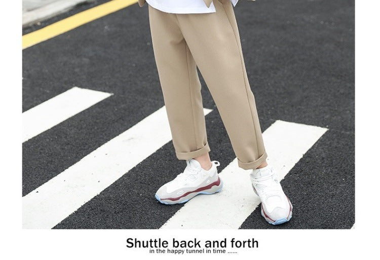 Suits for Kids Spring Autumn Long Sleeve Casual Blazer Jacket Trouser 2pcs School Uniform Teen Boys Clothes Set Children Cosutme