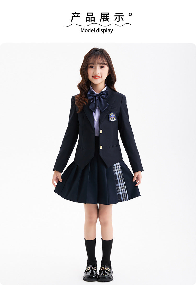 Kids School Uniform Girls Jacket Pleated Skirt Suits Boys Formal Dress Toddler Student Clothes Sets Children Korean Class Outfit