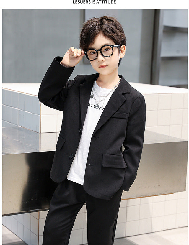 Suits for Kids Spring Autumn Long Sleeve Casual Blazer Jacket Trouser 2pcs School Uniform Teen Boys Clothes Set Children Cosutme