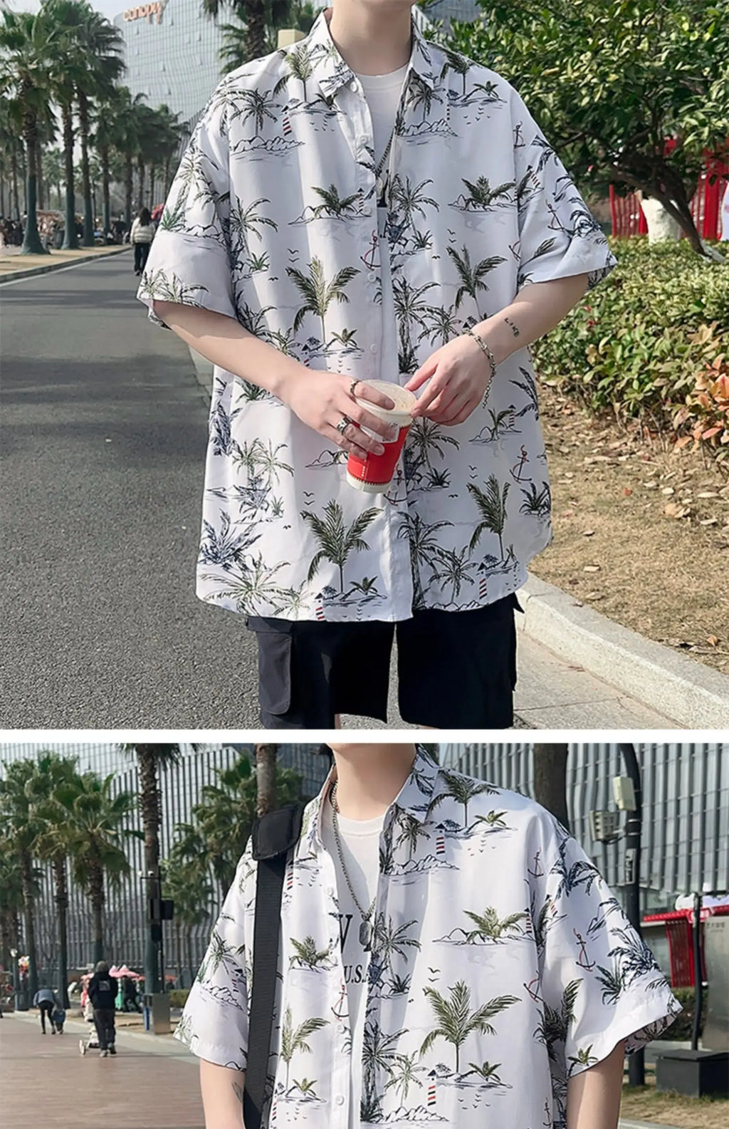 Men's Summer Floral Shirt M-XXXXXL Breathable Tropical Print Casual Beachwear 5XL plus Size Holiday Party Shirt for Hot Weather
