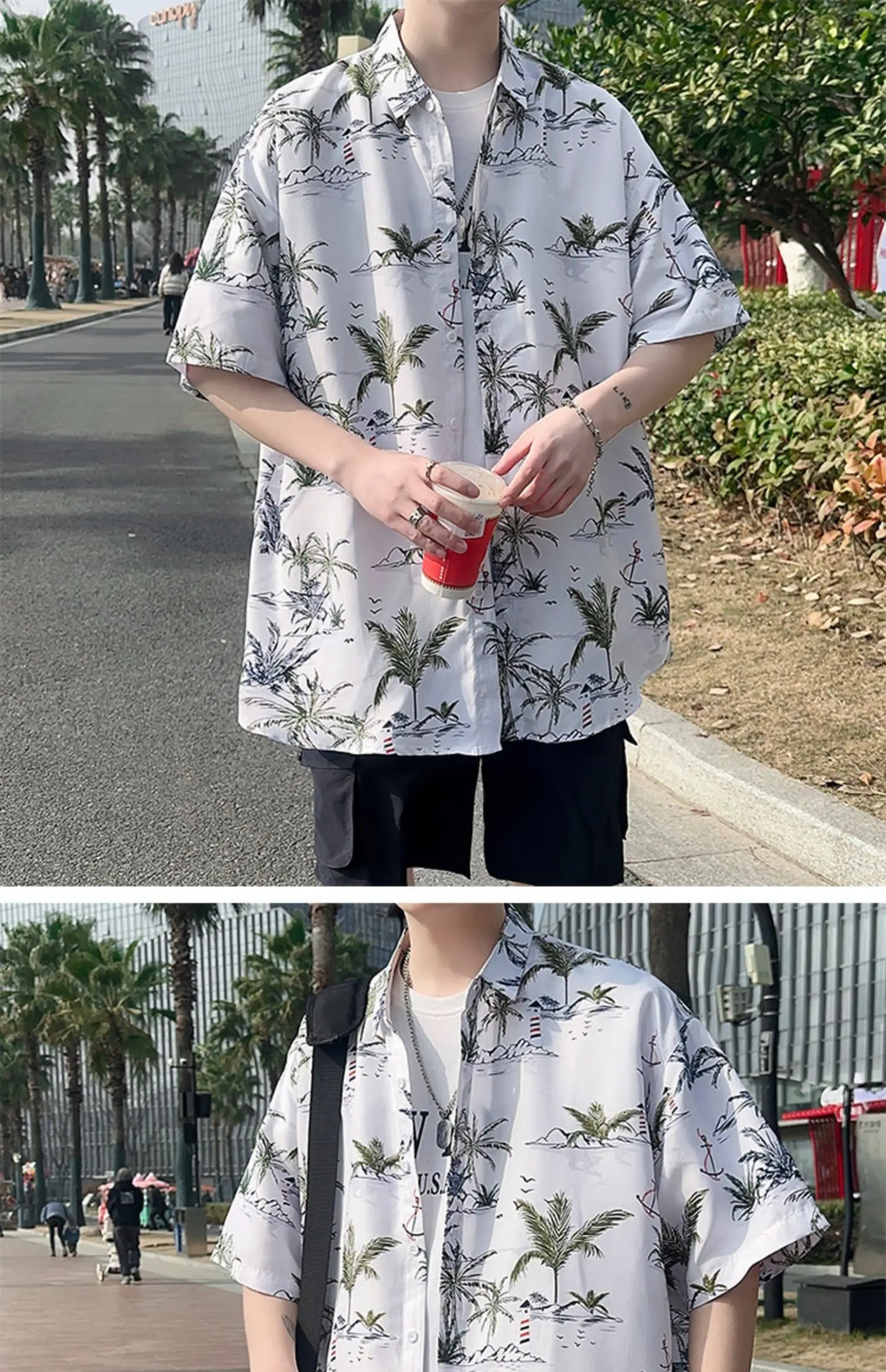 Men's Summer Floral Shirt M-XXXXXL Breathable Tropical Print Casual Beachwear 5XL plus Size Holiday Party Shirt for Hot Weather