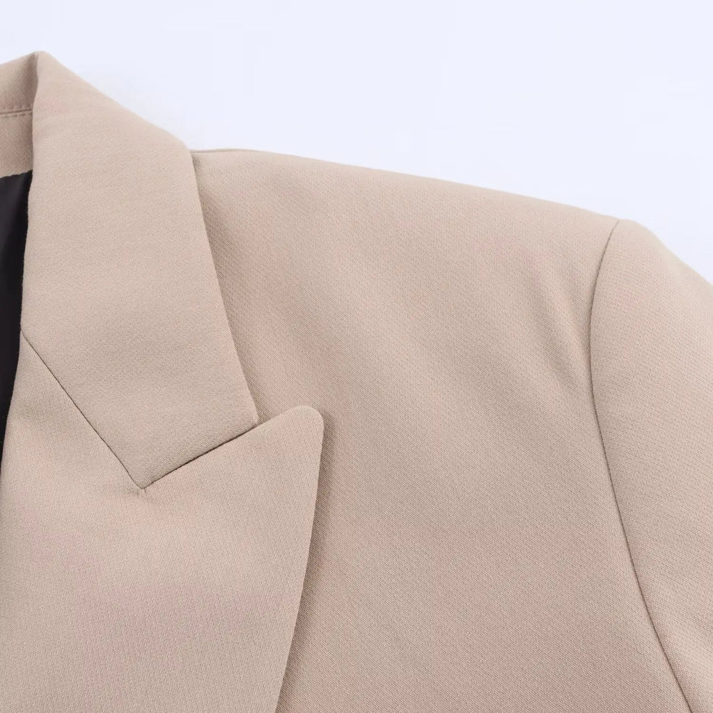 Women Elegant Solid Blazers Female Simple Style Double Breasted Long Sleeved Suit Jackets Casual Office Lady Suit Jackets Tops