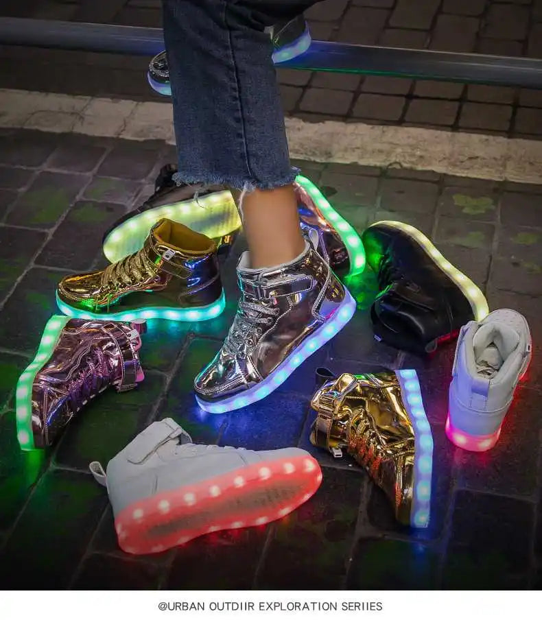 Kid Shoes Boy Girl Children Women Men Spring Summer Fashion Casual Sport Sneakers Led Light Up Dance Boots