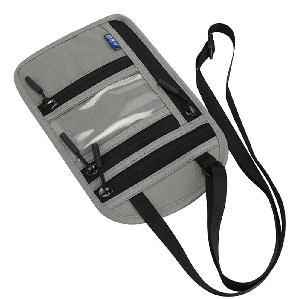 Anti-theft Security Stash Pouch Nylon RFID Blocking Passport Bag with Adjustable Neck Strap Waterproof Travel Neck Wallet