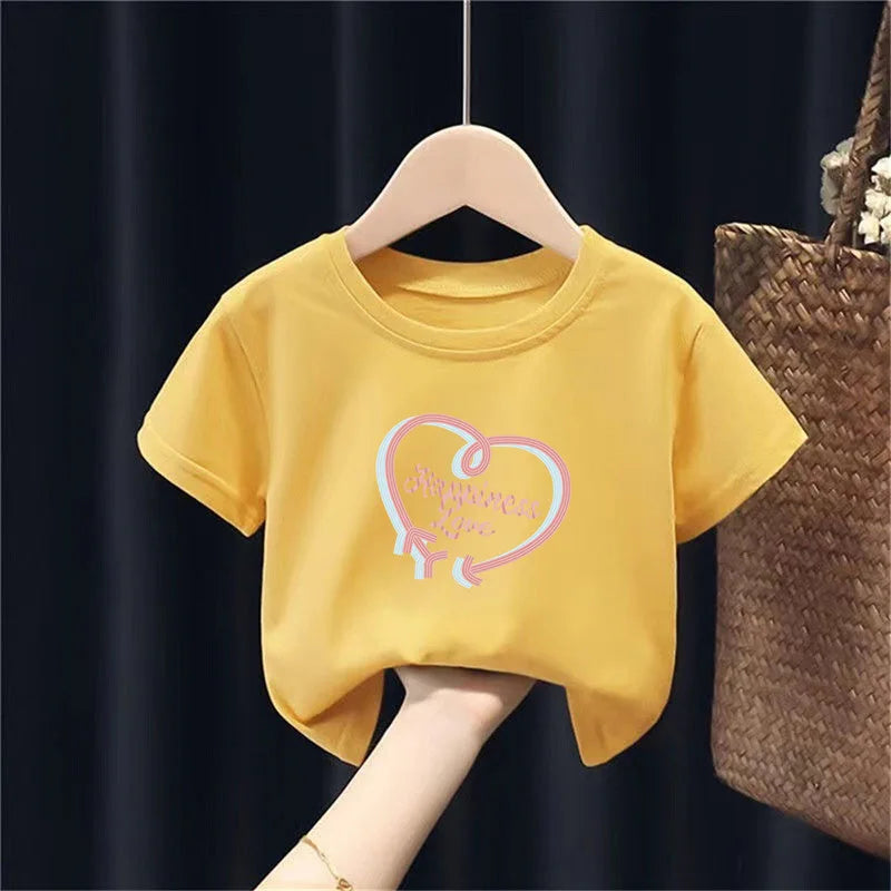 New Summer Tops for Children, Round-neck Short-sleeved Base Shirts for Both Boys and Girls Kids Clothes