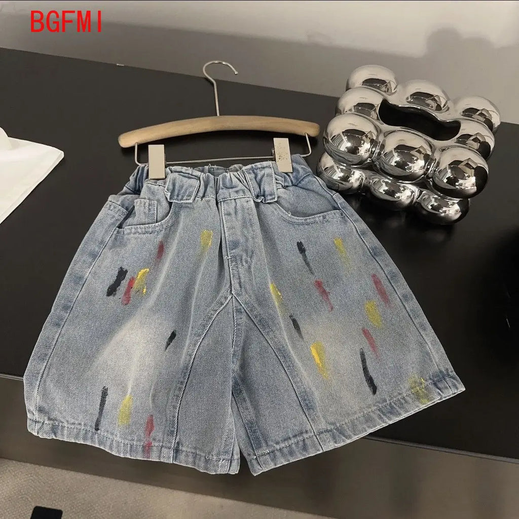 Baby Boys Summer Sportswear.Suit 2025 New Children Streetwear kid Boy Short Sleeve T Shirt + Denim Shorts 2PCS Set Outfits 2-10Y