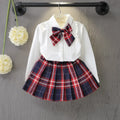 Girls' 2-Piece Outfit Set Bow Shirt + Pleated Skirt Cute Toddler Clothes for Ages 2-7 Years Kids' Fashion Set