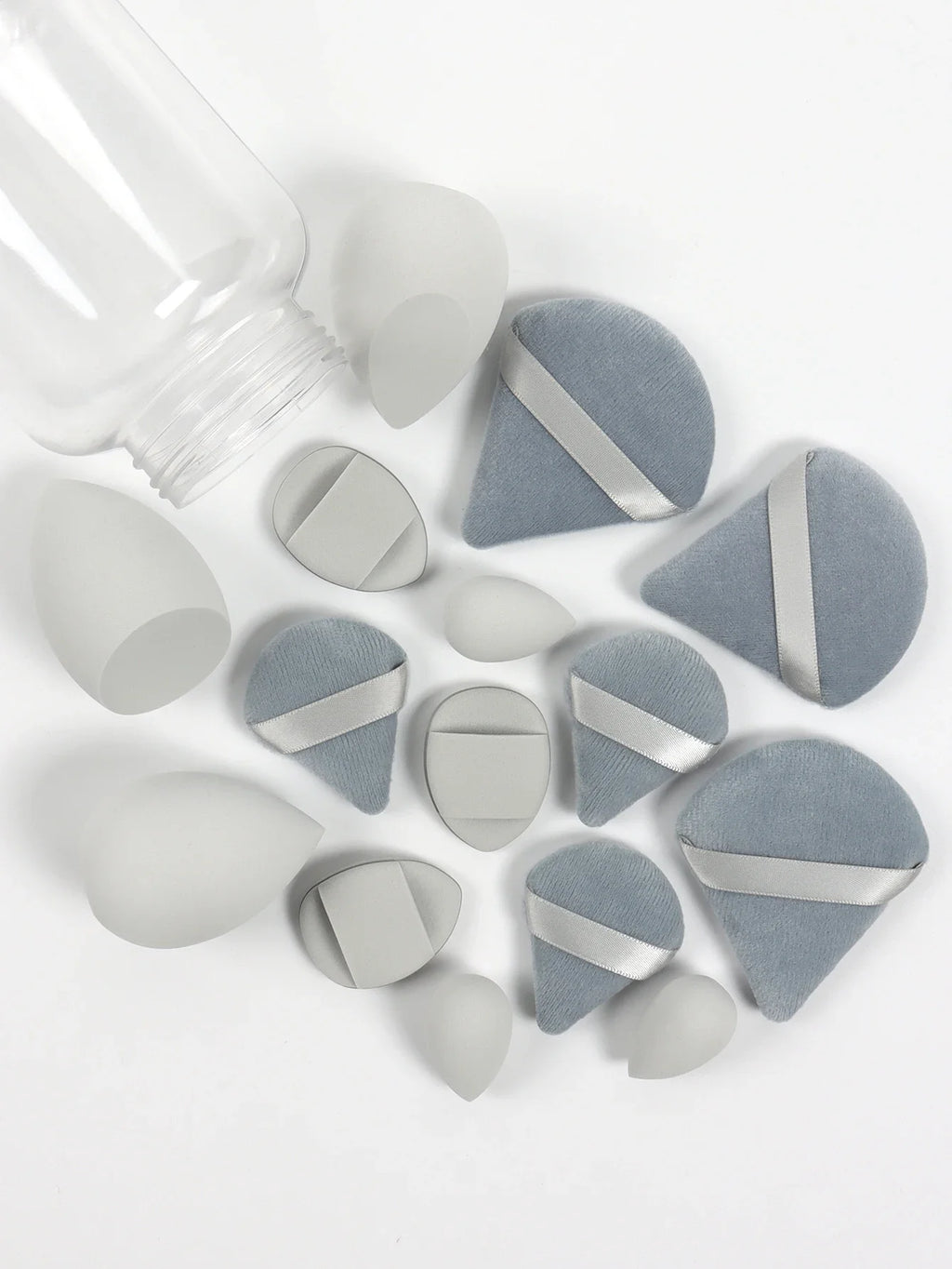 15Pcs Premium Powder Puffs with Storage Jar - Makeup Blending Sponges Set for Face Foundation & Loose Powder Kit