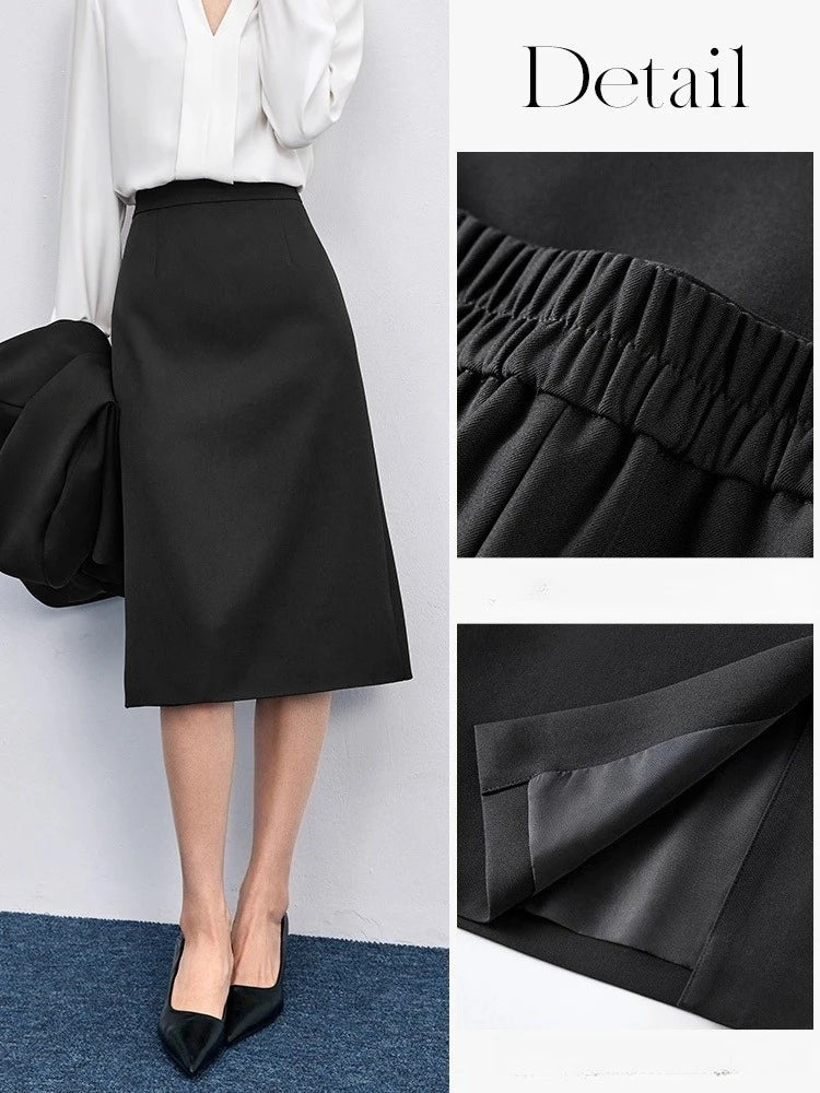 SENTUBILA Office Wear Straight Skirt 2026 Autumn New Arrival Slit Midi Skirt Elegant Office Lady Clothing 153QF2300