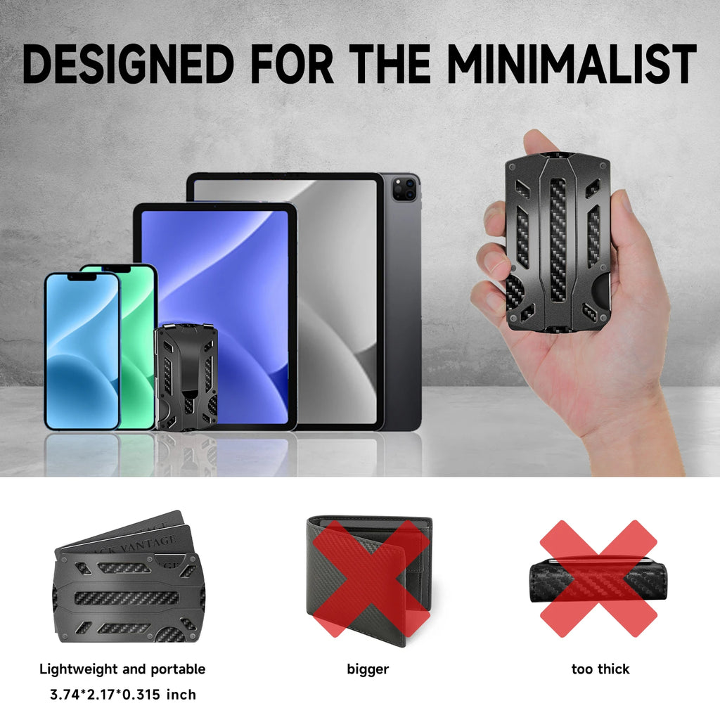 Slim RFID Blocking Metal Wallet for Men & Women with Money Clip Or Cash Strap Scratch Resistant Card Holder