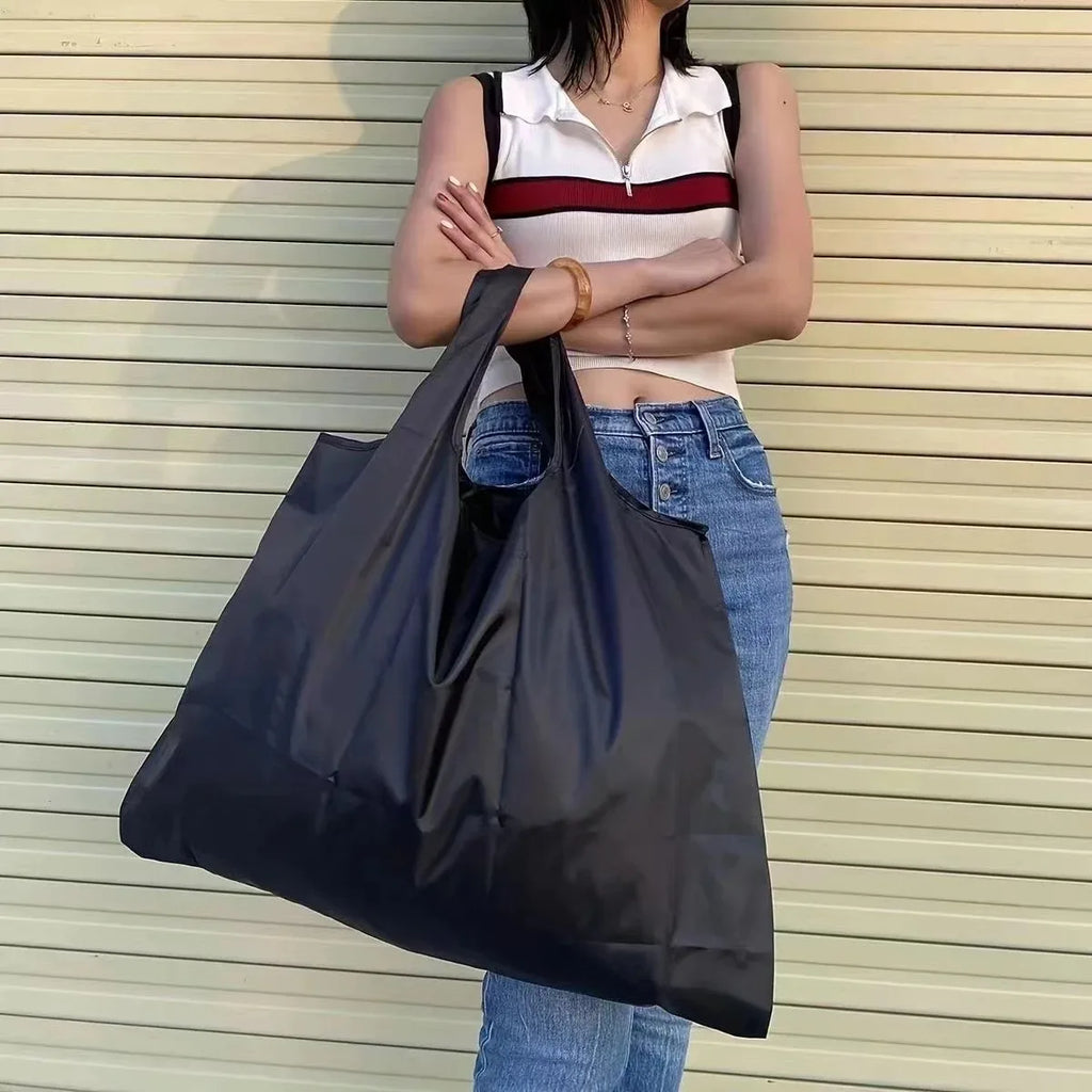 Women Large Capacity Folding Shopping Bag Big Size Portable Grocery Organizer Reusable Nylon Shoulder Handbags Tote Bag