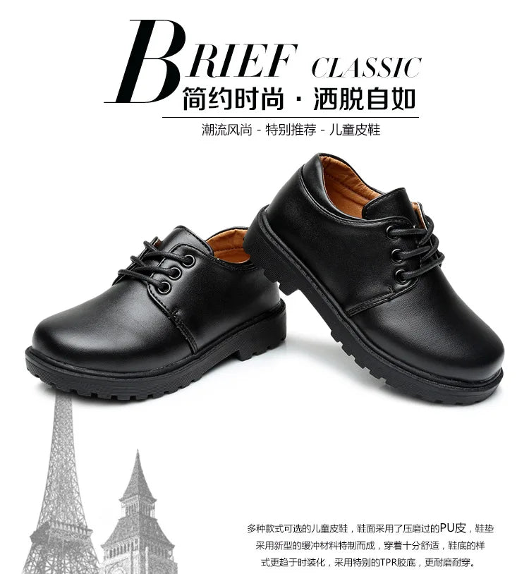 New Boys Leather Shoes British Style School Performance  Kids Wedding Party Shoes White Black Casual Children Moccasins Shoes
