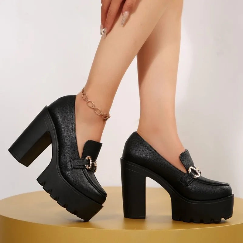 Women High Heel Pumps Outdoor High Heels Platform Shoes Woman Brand Soft Leather Luxury Heels Woman Trend Retro Designer Pumps