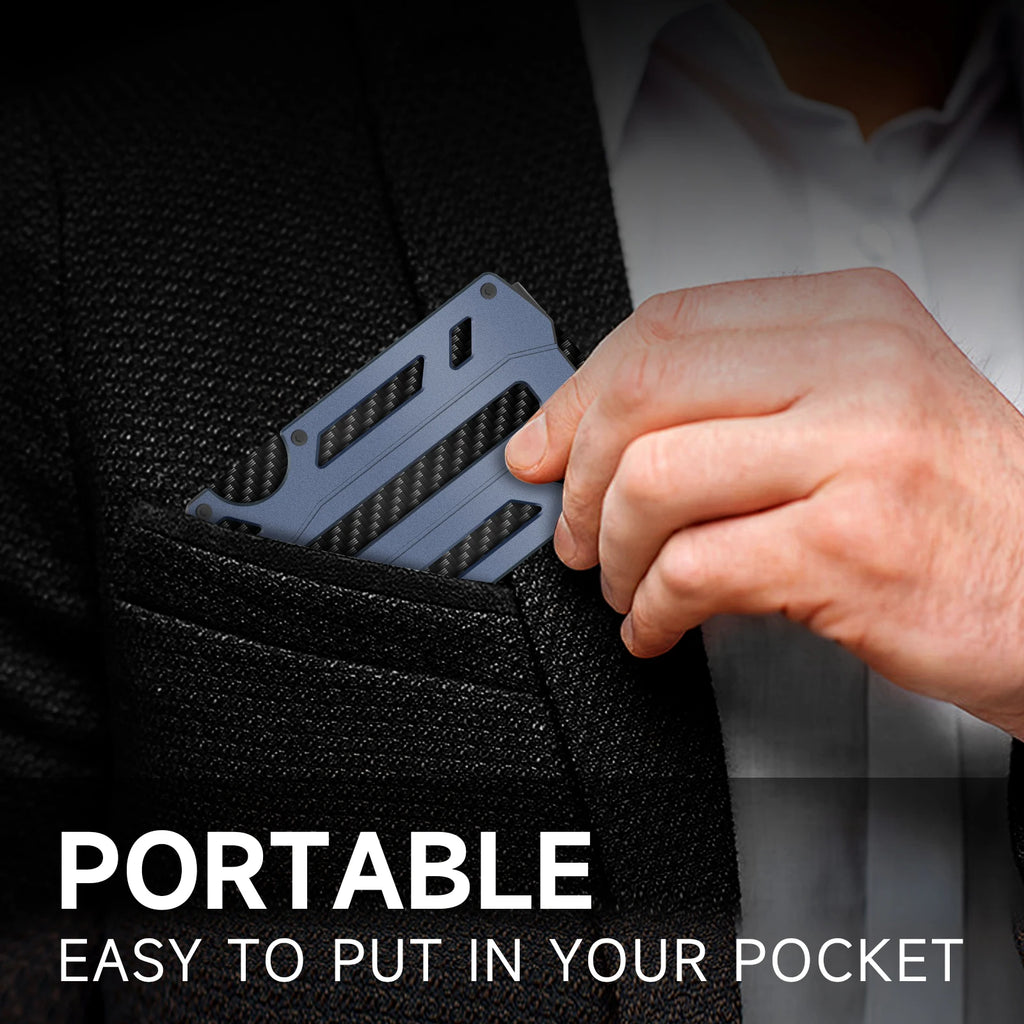 Slim RFID Blocking Metal Wallet for Men & Women with Money Clip Or Cash Strap Scratch Resistant Card Holder