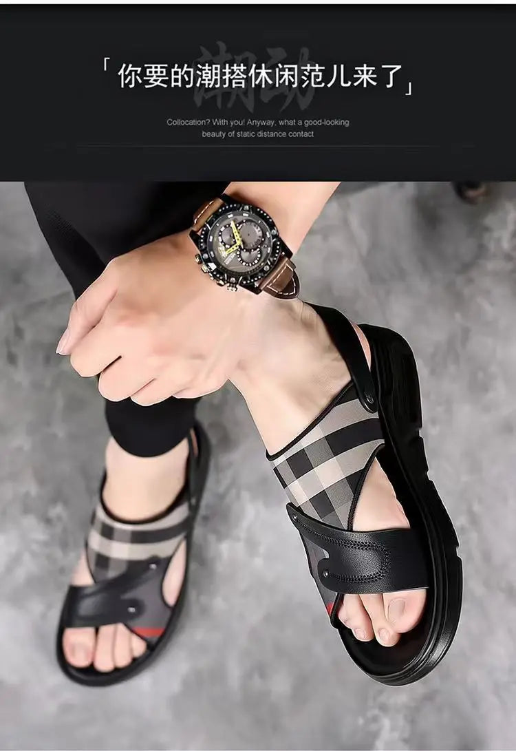 Luxury Men's Sandals - Premium Summer Slide Sandals Anti-Slip Soft Sole Outdoor/Indoor Durable Comfortable Trendy High-End