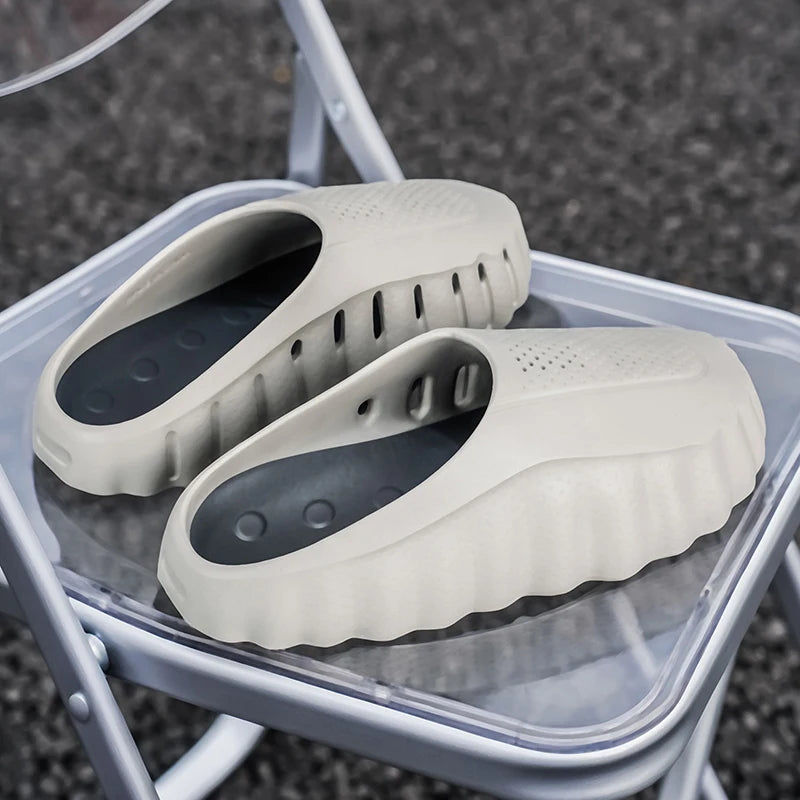 Summer Men Half Slippers Outdoor Breathable Couple Beach Shoes Platform Lightweight Soft Men Sandals Women Garden Casual Shoes