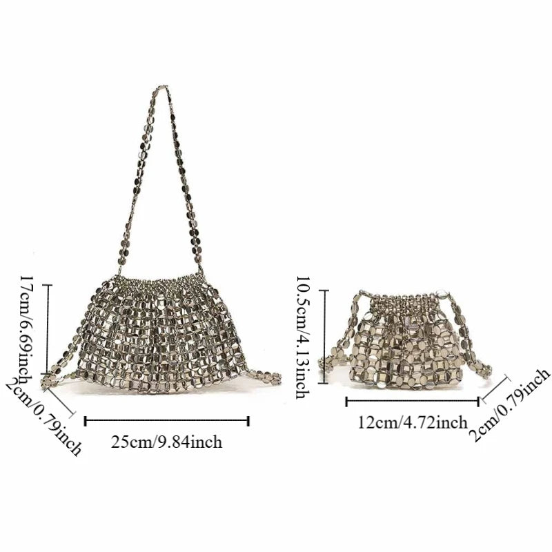 Elegant Sequin Evening Banquet Bag Temperament Underarm Bag Glitter Shoulder Bag Mini Small Purse Silver Shiny Bag Women