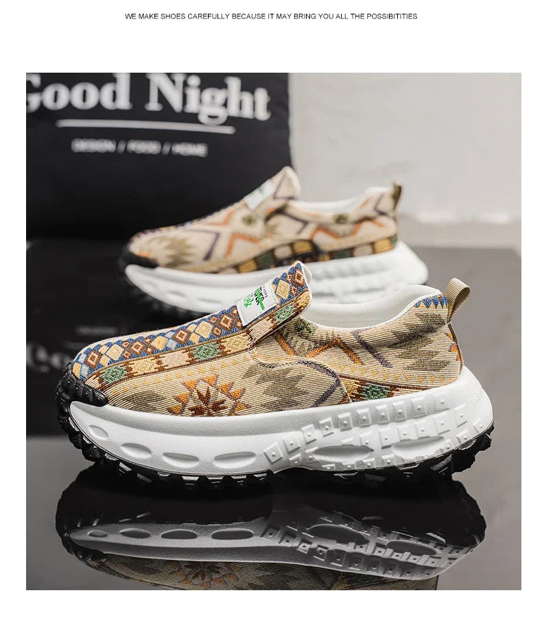 Men Shoes New Casual Shoes Soft Casual Sneaker Breathable Running Shoes For Man Bohemian Style Canvas Shoes