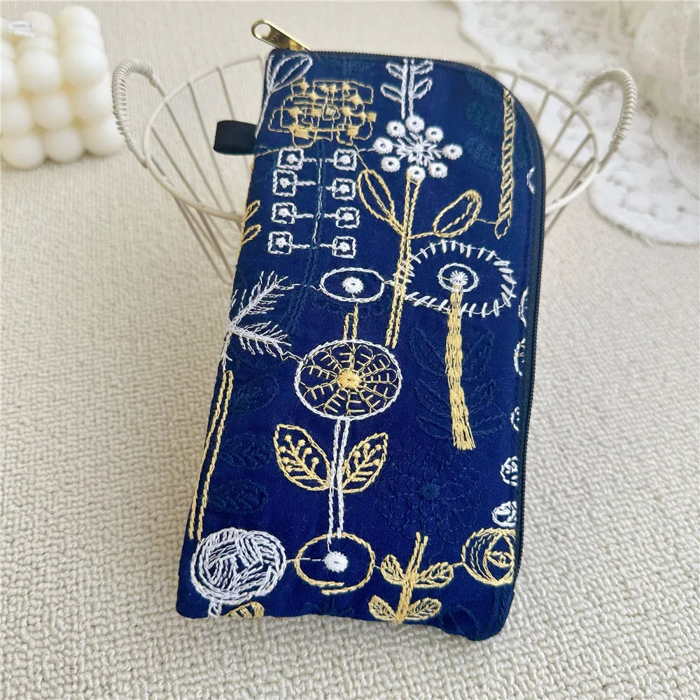 Ladies' Coin Purses Handmade Cotton Linen Embroidery National Personalized Canvas Lipstick Mobile Phone Glasses Storage Bags