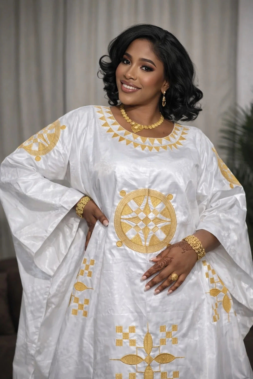 White And Gold African Women Bazin Riche Boubou Dress Original Nigeria Basin Rich Wedding Party Dashiki Gown Shining Robe