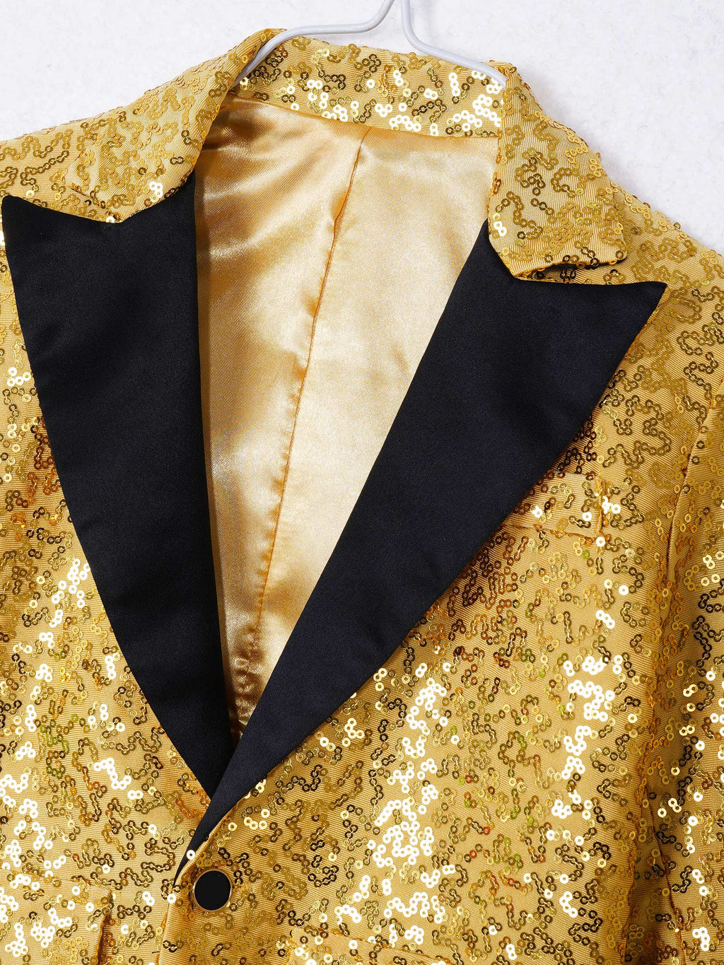 Kids Boys Fashion Shiny Sequins Lapel Suit One Button Jacket Coat Blazer Tuxedo for Wedding Birthday Party Stage Performance