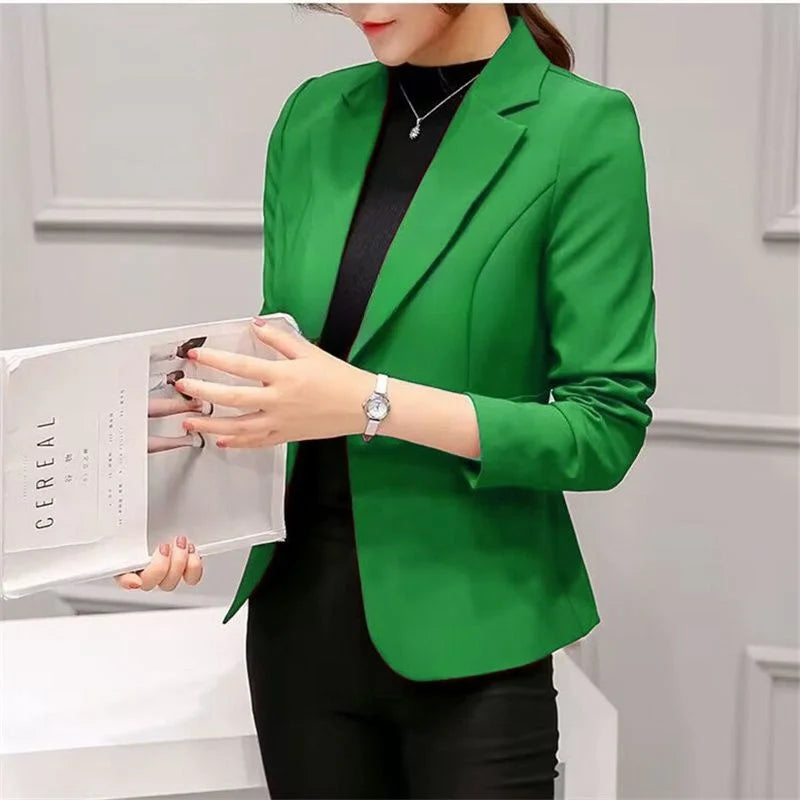 Women's Blazer 2025 Red Long Sleeve Blazers Pockets Jackets Coat Slim Office Lady Jacket Female Tops Suit Blazer Femme Jackets