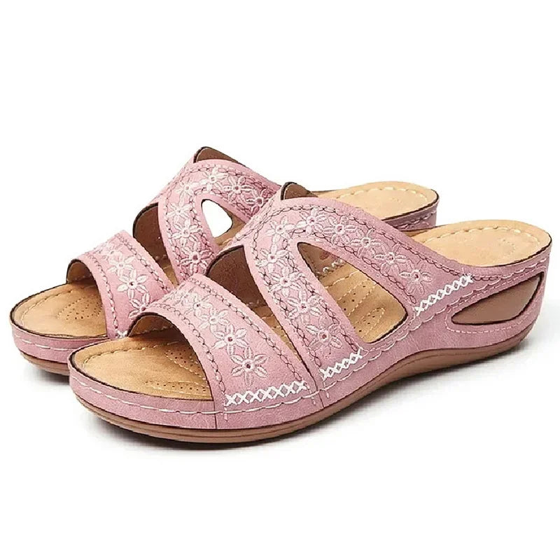 Summer Women Wedge Sandals Premium Orthopedic Open Toe Sandals Vintage Anti-slip Leather Casual Female Platform Retro Shoes