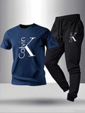 Men's fashionable casual sportswear set - A stylish two-piece outfit that can be paired with a top to complete a man's look.