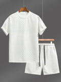 Men's Summer round Neck Casual Set Breathable Comfortable Clothing Lightweight Air-permeable Fabric for Hot Weather