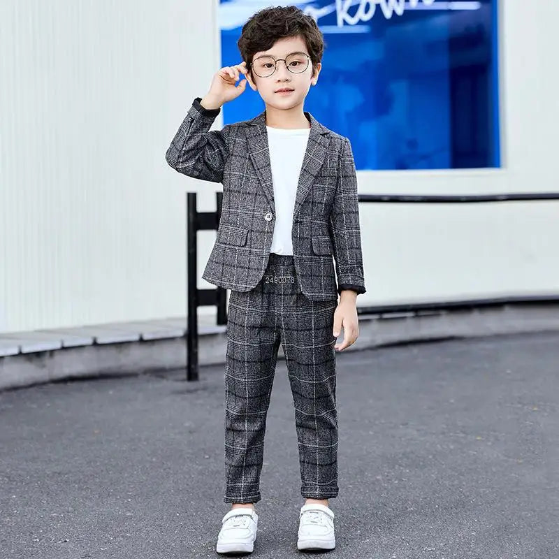 Boys Girls School Ceremony Costume Flower Boys Grils Pilot Uniform Suit Kids Formal Jakcet Pants Tuxedo Wedding Dress