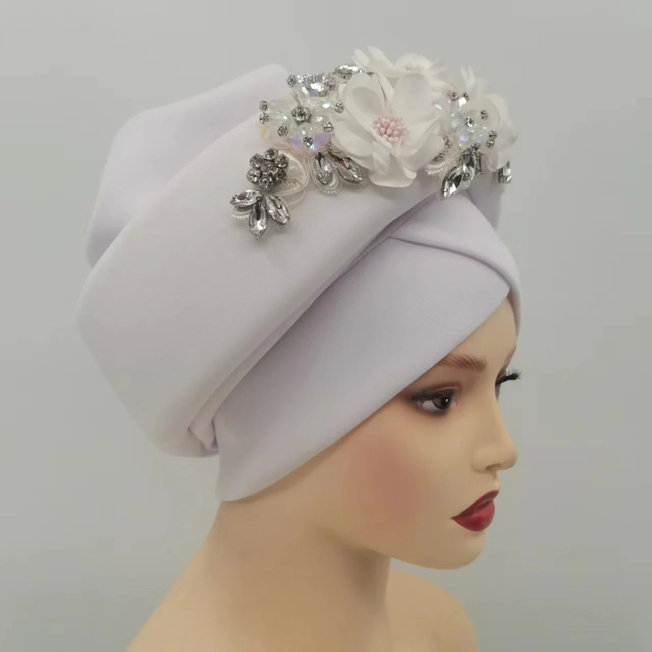 Beaded Nigeria Gele Ready African Headtie Female Head Wraps Party Headpiece Muslim Headscarf Hat Women's Turban Cap with Stones