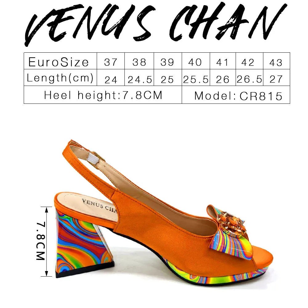Sandals Woman Summer Ladies Shoes and Bag Decorated with Rhinestone Women Shoe and Bag Set for Party In Women Nigerian Shoe Bag