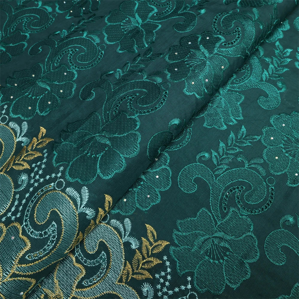 Latest Dry Cotton African Lace Fabric High Quality 2024 Swiss Voile Lace Fabric with Stones For Nigeria Wedding Sewing Dresses