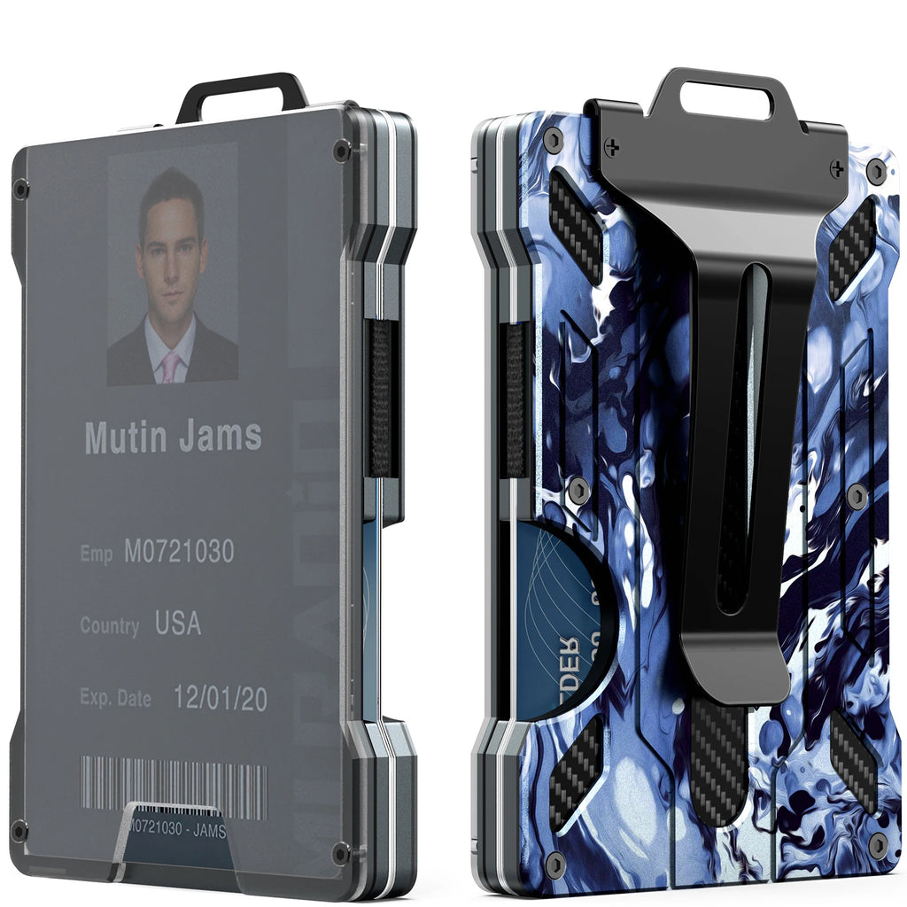 Men's Slim Aluminum RFID Wallet - 15 Card Capacity with Metal Money Clip + Clear ID Window, Anti-Theft Minimalist Design