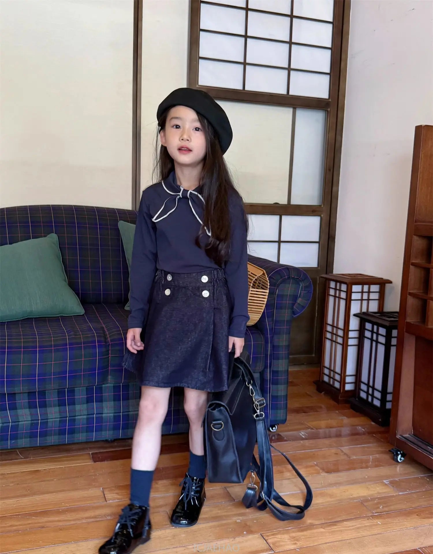 Teen Girl Clothes Waist Shell Button Denim Skirt and Top Kids Versatile Casual Outfits Children Costumes Vintage Girls Elastic