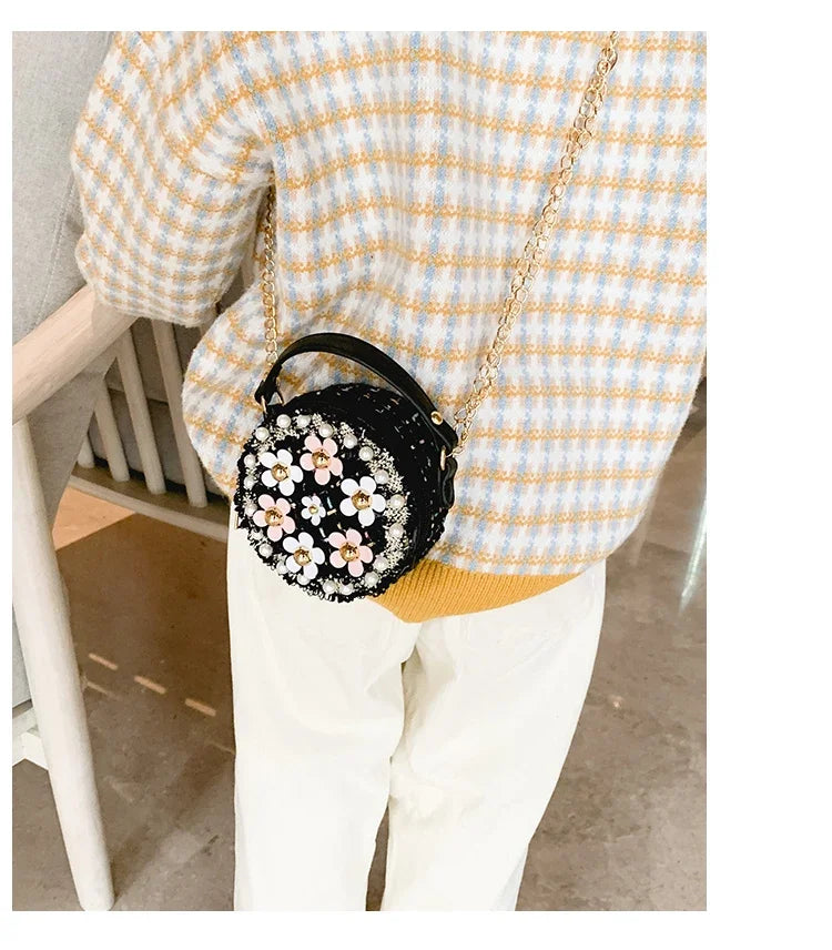 New Women Bag Lady Little Girls Toddler Princess Lovely Bag Kids Baby Messenger Shoulder Crossbody Flower Bag