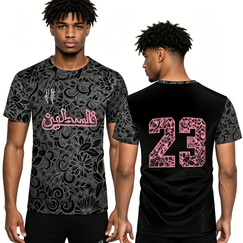 Men's Summer Floral Pattern Short-sleeve T-shirt Round Neck Breathable Top Sports Casual Daily Wear-