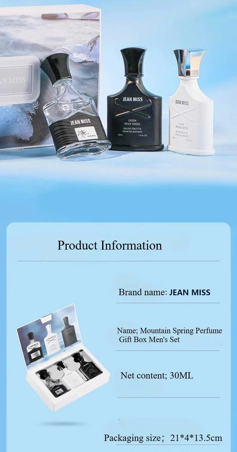3PCS Men's Perfume Gift Set 90ml Long Lasting Fresh Scent Cologne Premium Eau De Toilette Masculine Fragrance Perfumery